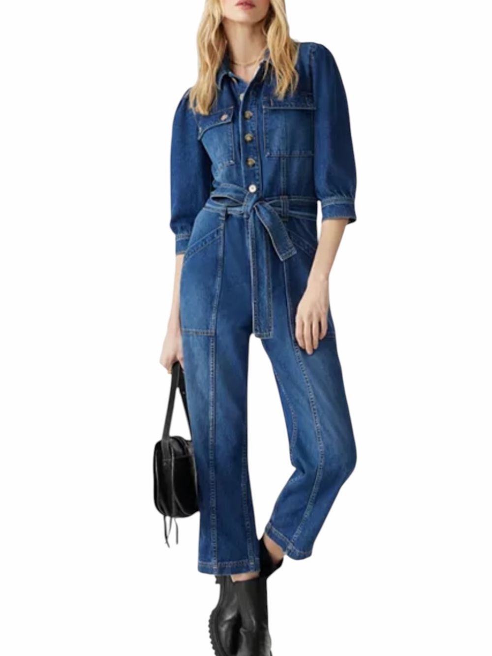 Ba&sh Fanessa Dark Denim Jumpsuit Size 36